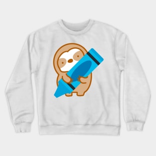 Cute Blue Crayon Sloth Crewneck Sweatshirt